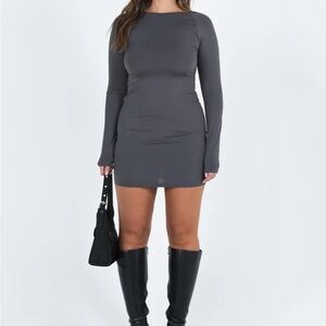 Princess Polly Gray Long Sleeve Dress